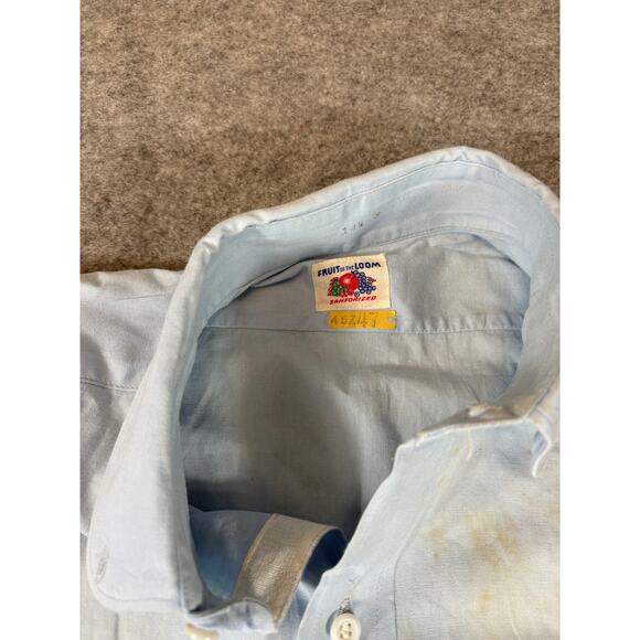 VINTAGE 50s Sanforized Dress Shirt Mens Size 14.5 Blue Button Down Business 60s - Picture 5 of 7